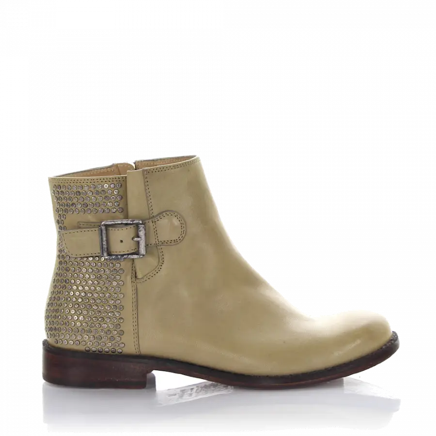 Rossano Bisconti - Stiefeletten Kalbsleder Nieten beige - beige