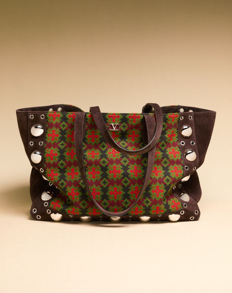 Bolsa de compras grande Valentino Garavani Nellcôte em tecido jacquard