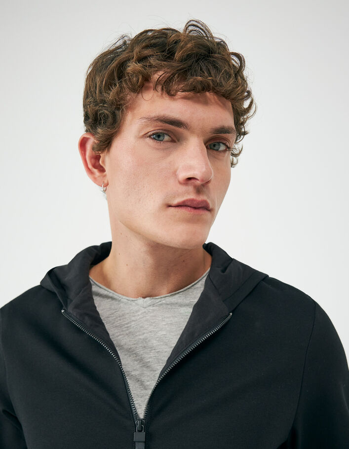 Cardigan noir Interlock zippé à capuche Homme