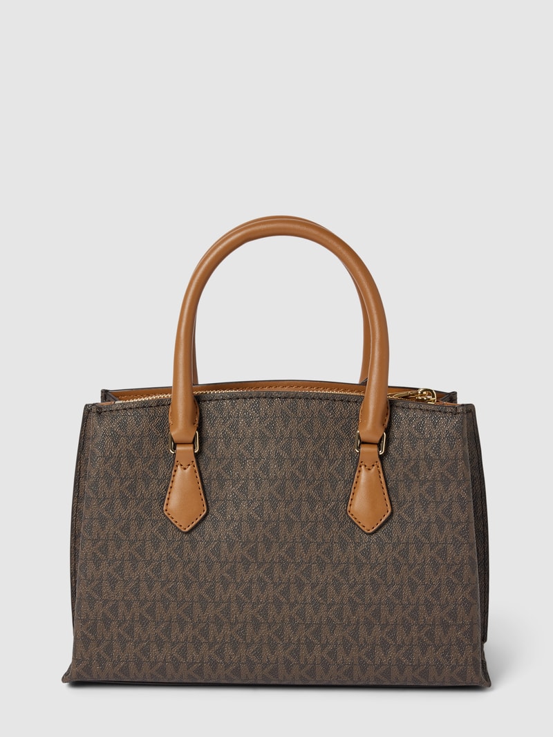 Handtasche mit Allover-Logo Modell 'RUBY' in mittelbraun