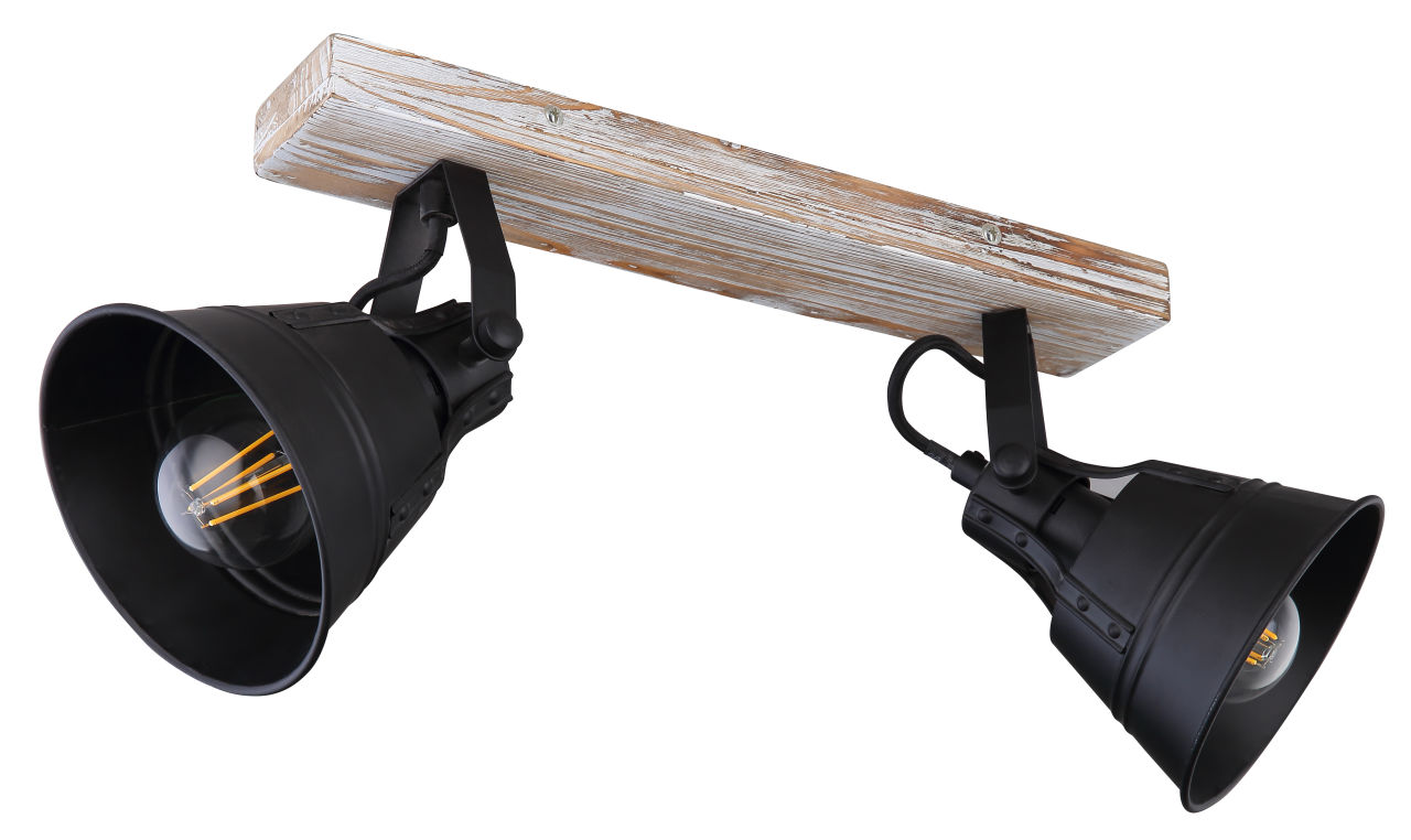 Globo Lighting - GÜNTHER - Strahler Holz weiß, 2x E27