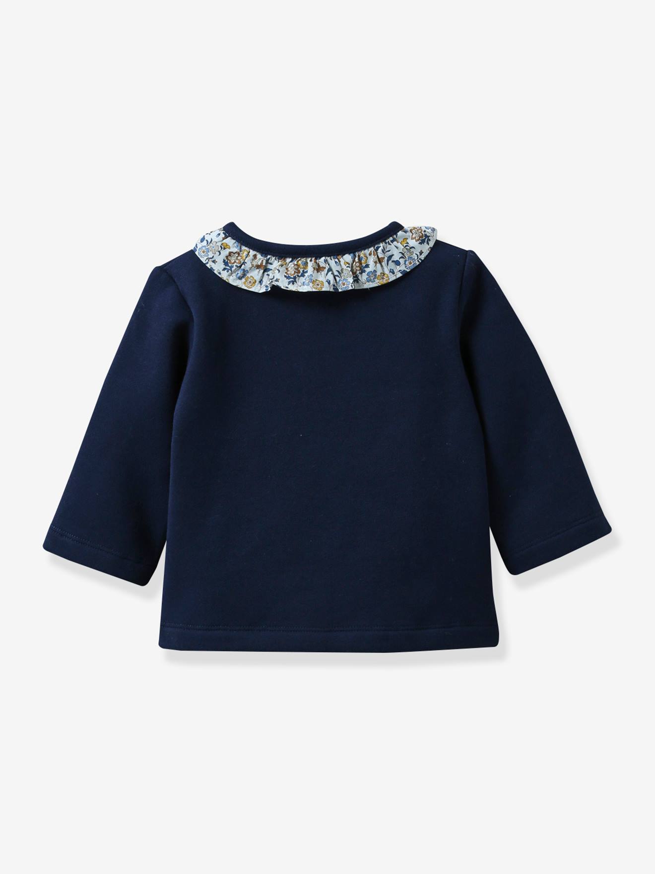 Cardigan Bébé col en tissu Liberty CYRILLUS marine