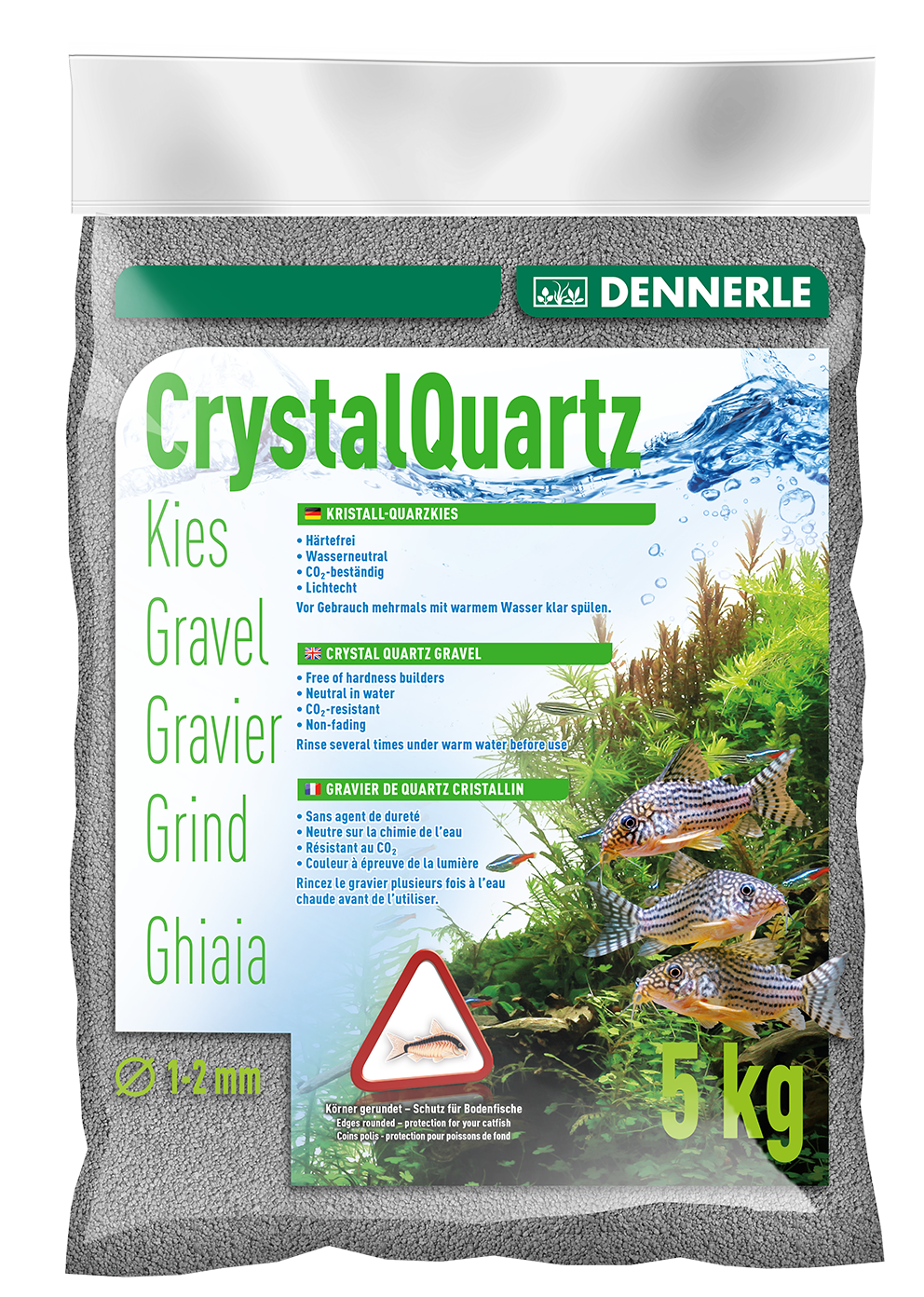 DENNERLE Bodengrund DENNERLE Kristall Quarzkies 5kg schiefergrau
