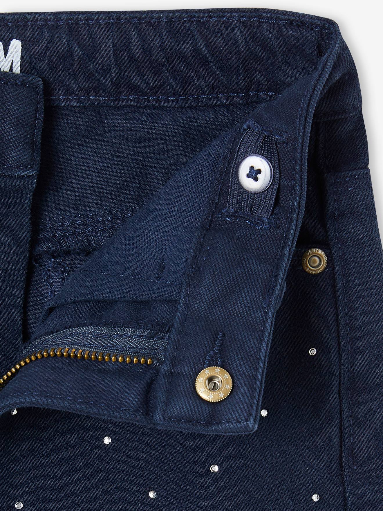 Vertbaudet Mädchen Mom-Fit-Hose mit Strass - marine