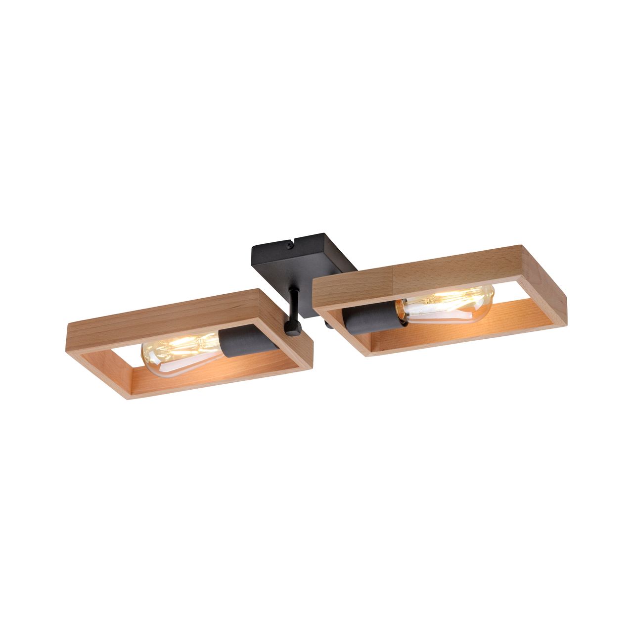 JUST LIGHT LeuchtenDirekt Deckenleuchte FRAME, 2xE27/max. 60W, Innenleuchte, IP20, Metall und Holz