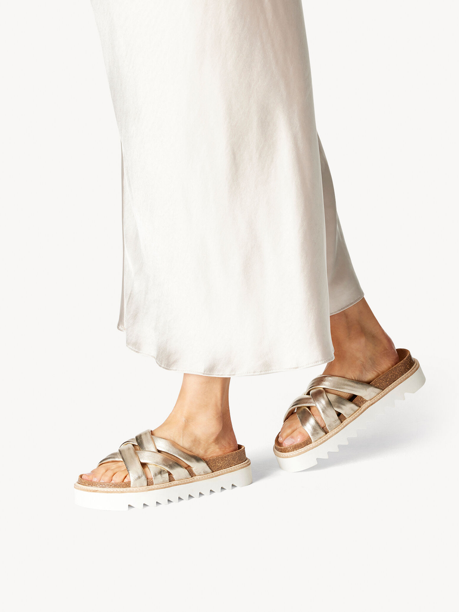 Mule en cuir - métallique
