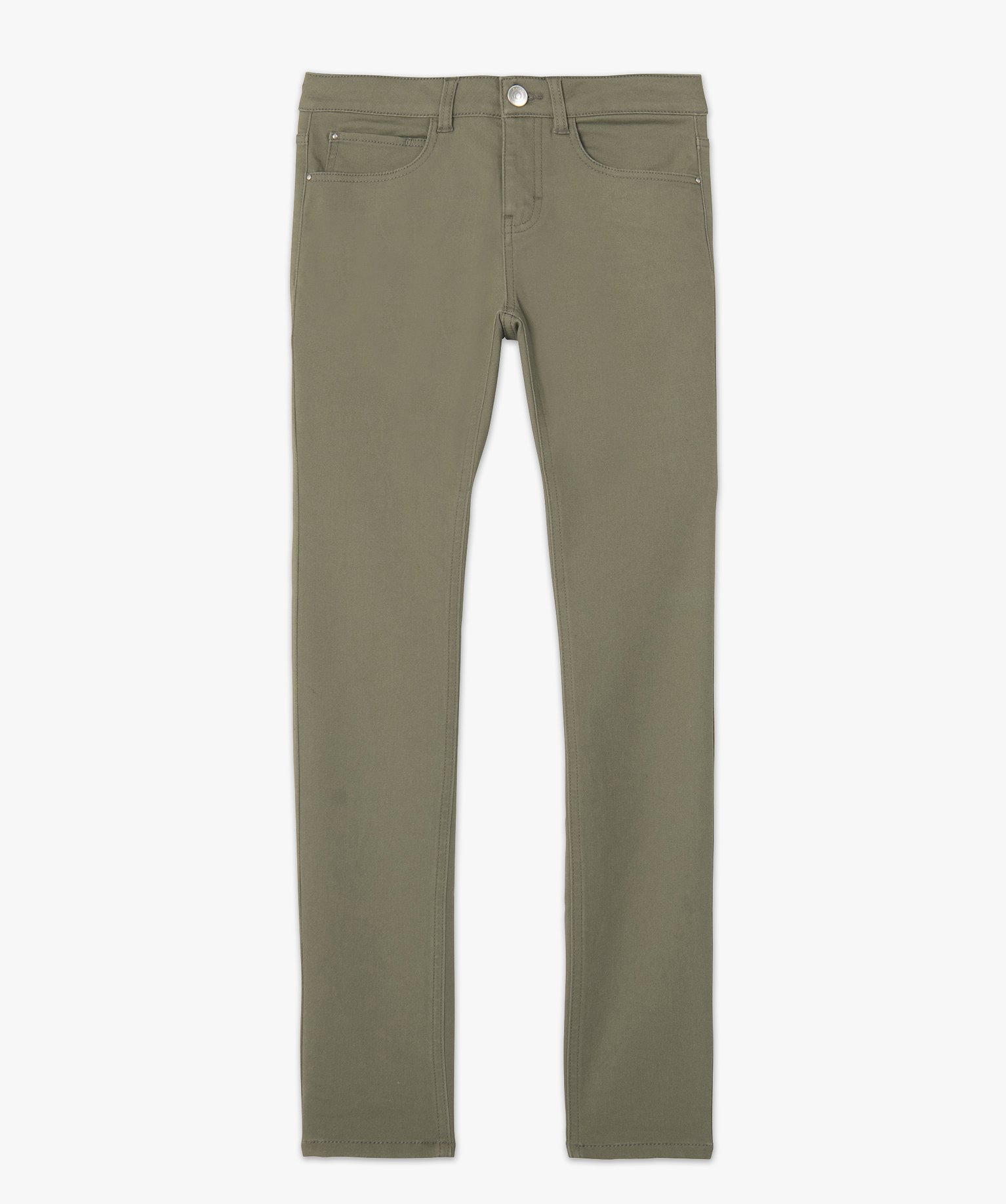 Pantalon femme coupe slim en toile extensible vert clair | GEMO