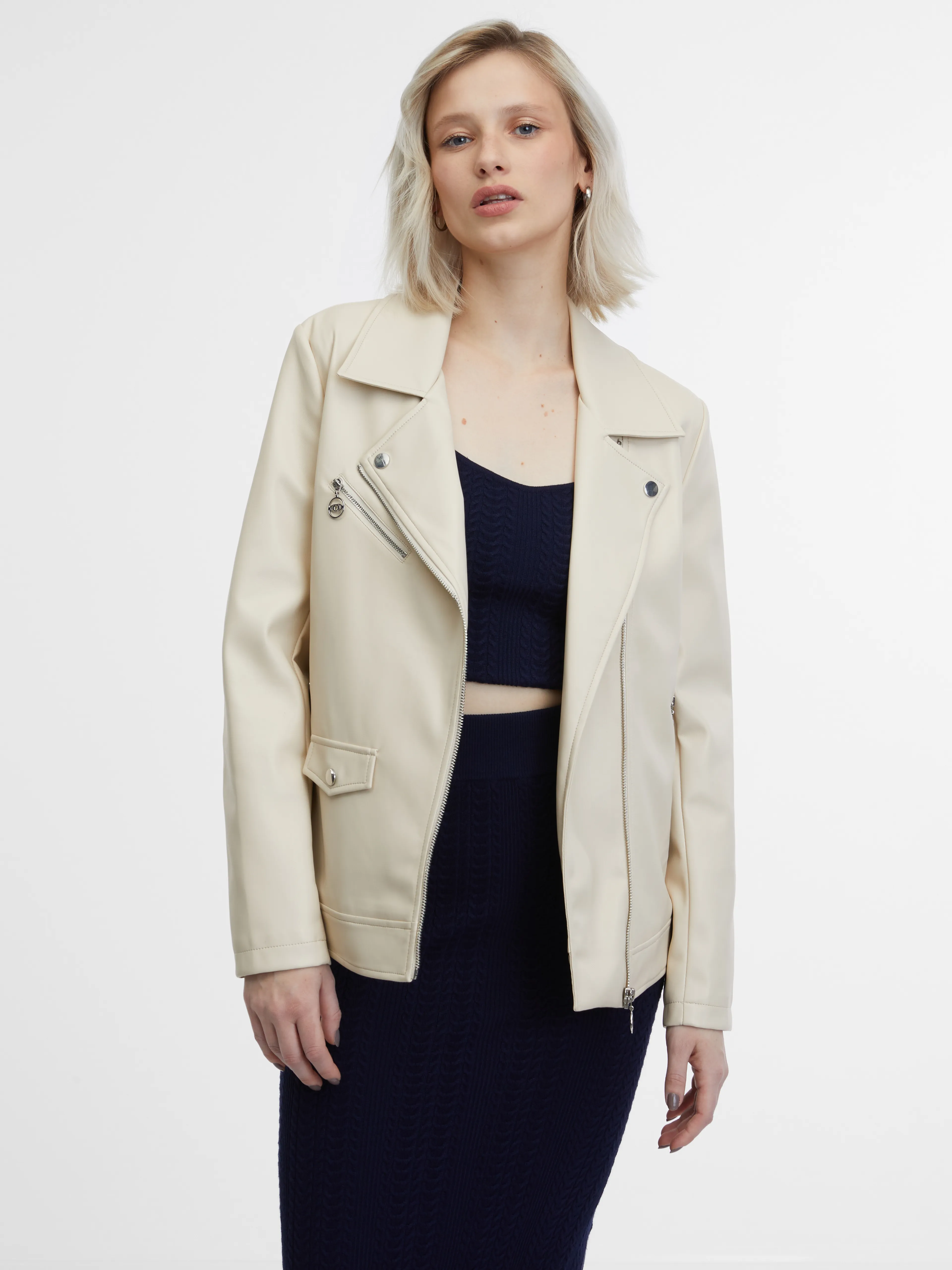 Beige Damen Lederjacke ORSAY