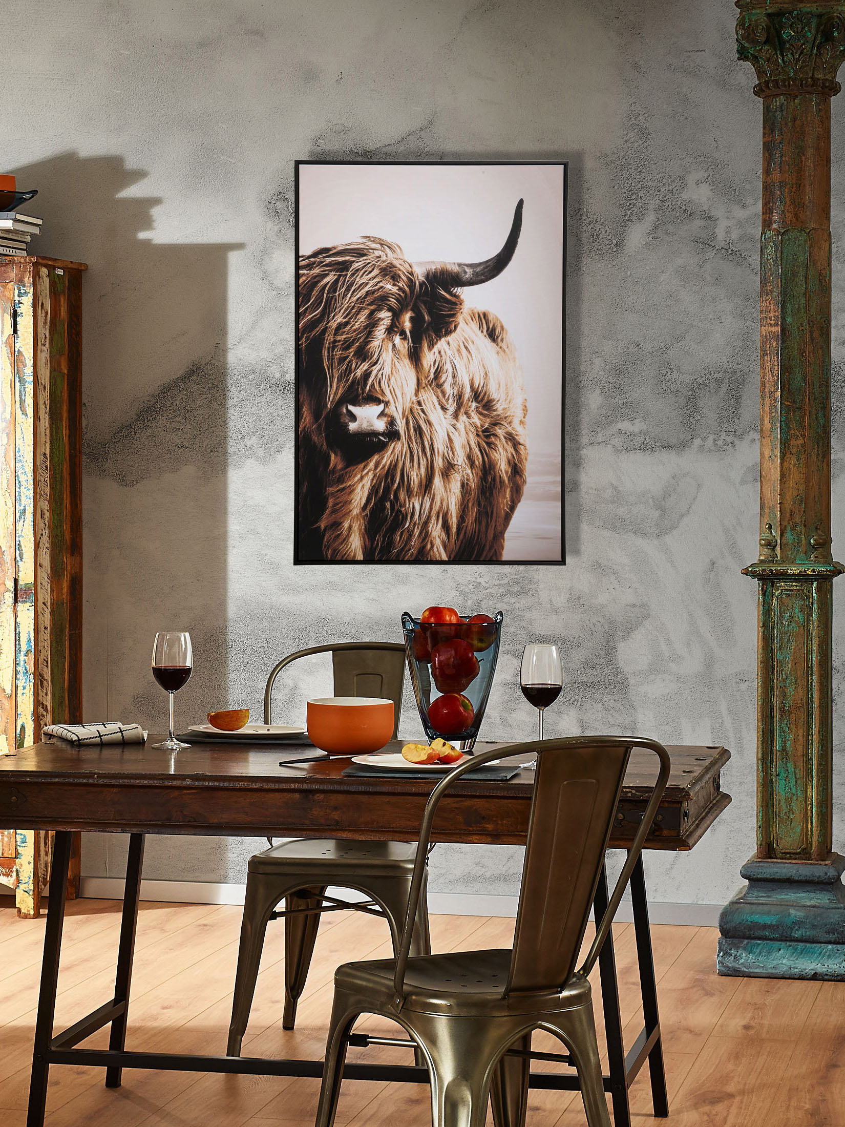Highlandrind Leinwandbild, Braun