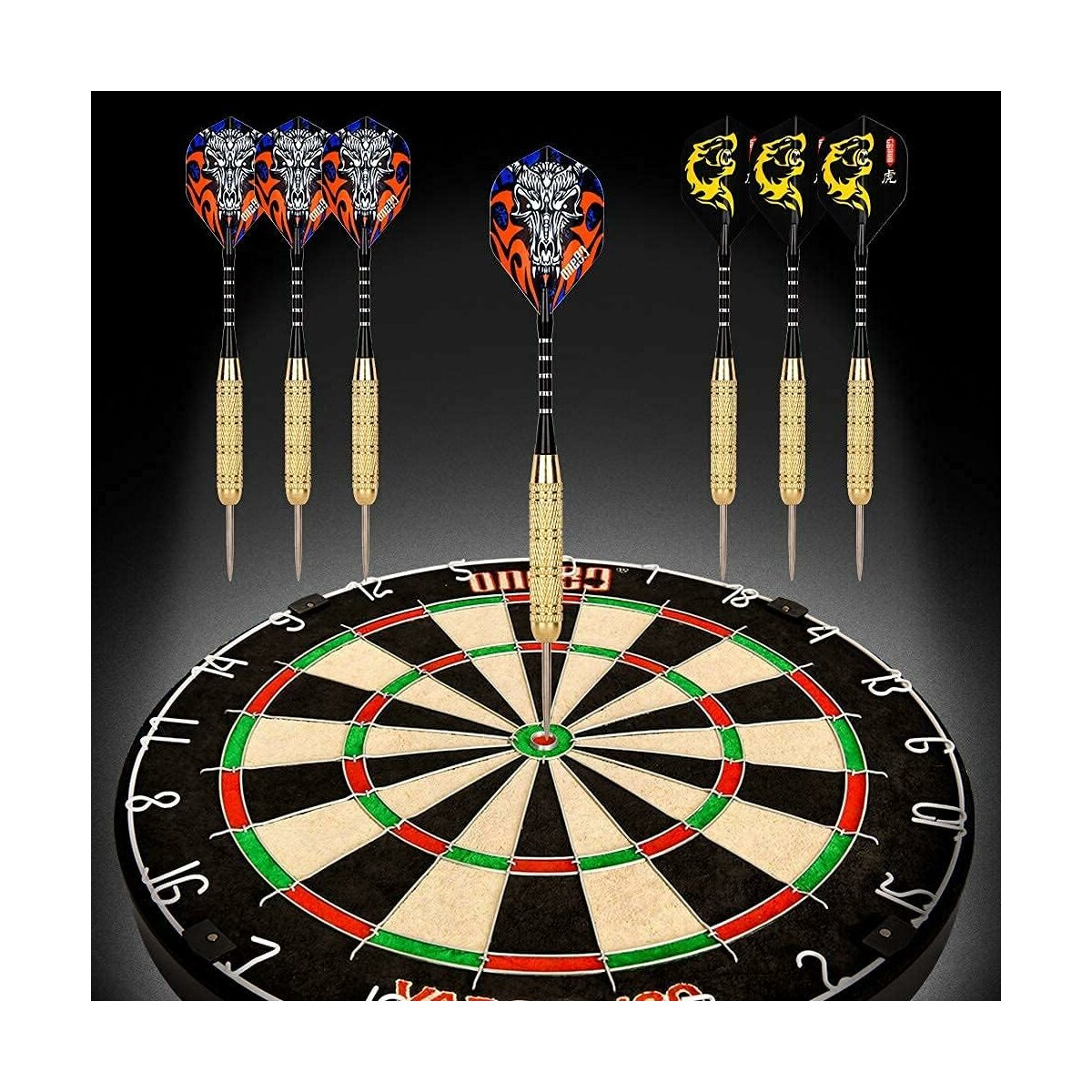 COFI 1453 Professional perfection Dartscheibe mit Pfeilen, Profi Steeldartscheibe aus Sisal