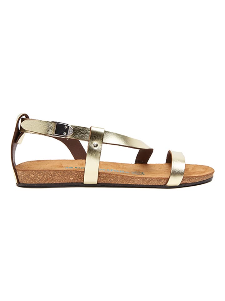 Comfortfusse Leder-Sandalen in Gold günstig kaufen