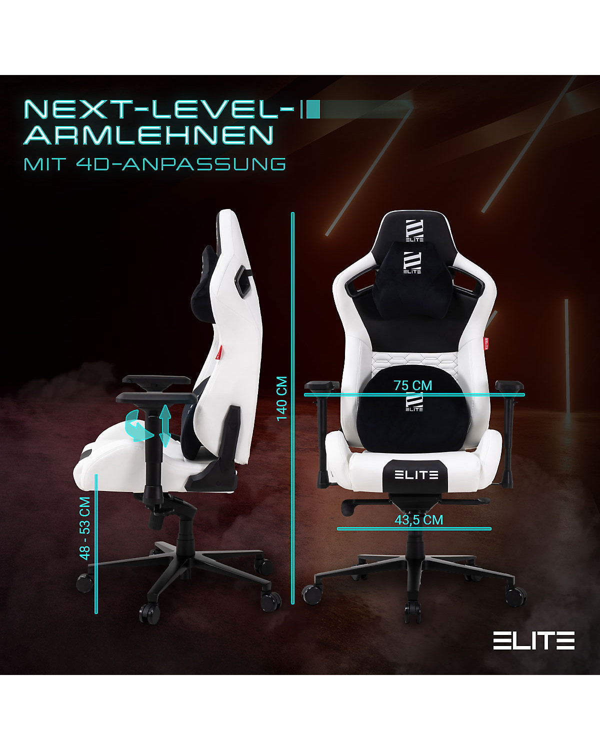 Gaming Stuhl MERCENARY - Ergonomischer Luxus Gaming Stuhl - 4D Armlehnen