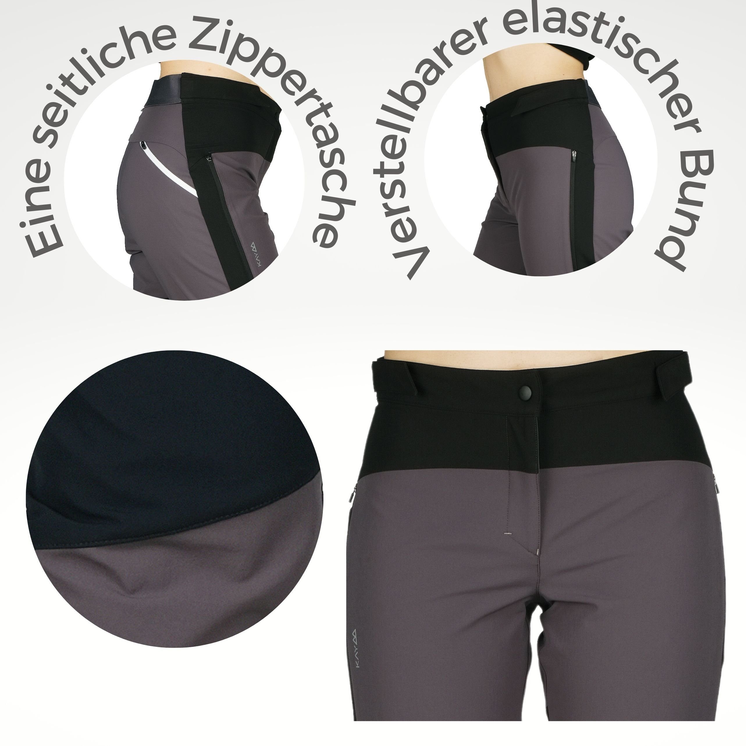 Kaymountain Trekkinghose Damen Wander Outdoor Hose Silvretta Thermoskin Touren Graphite 48