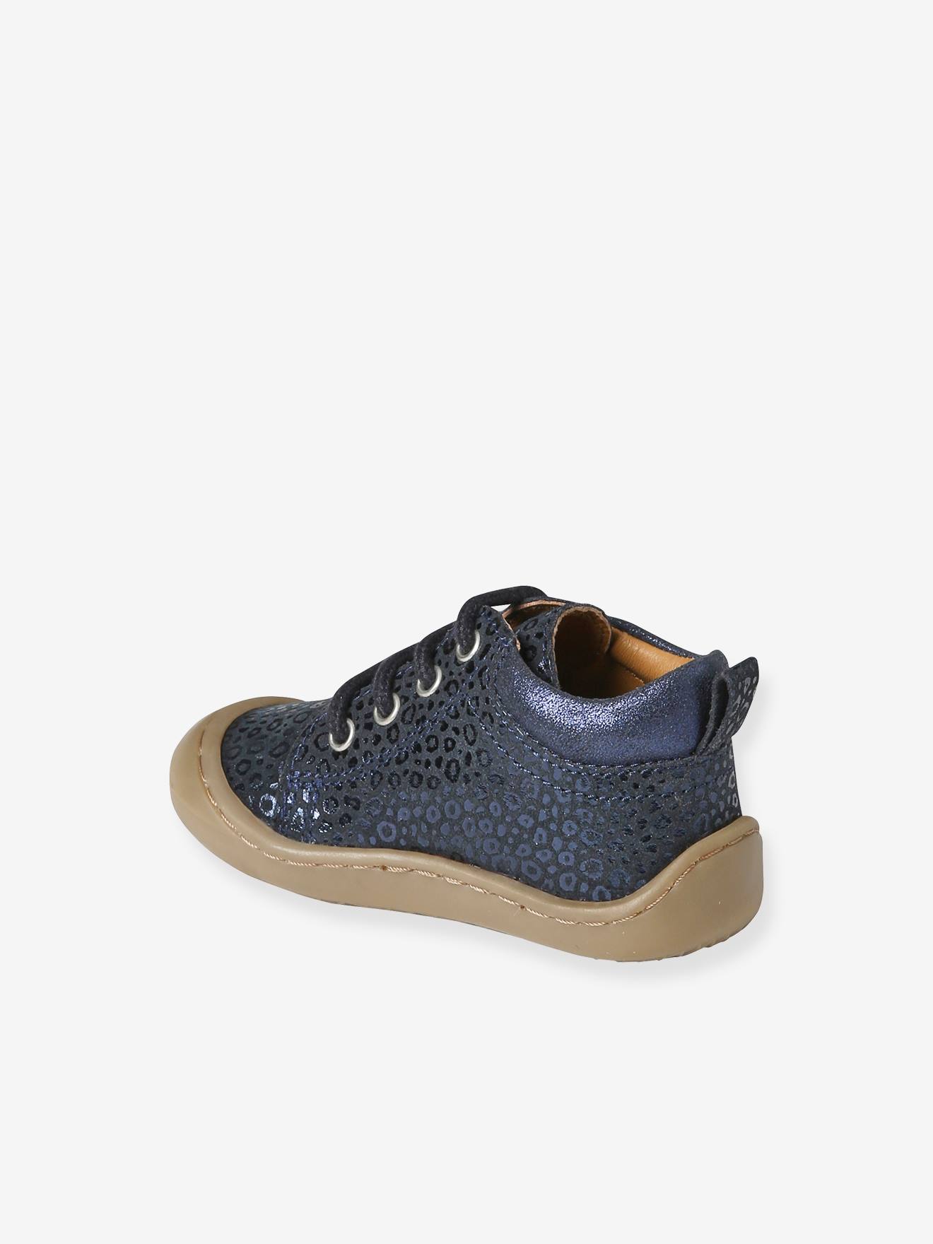 Bottillons lacés cuir souple bébé premiers pas or