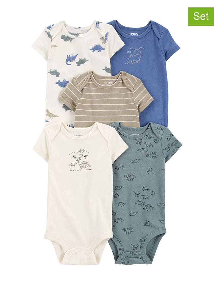 carter's 5er-Set: Bodys in Blau/ Weiß/ Hellbraun günstig kaufen
