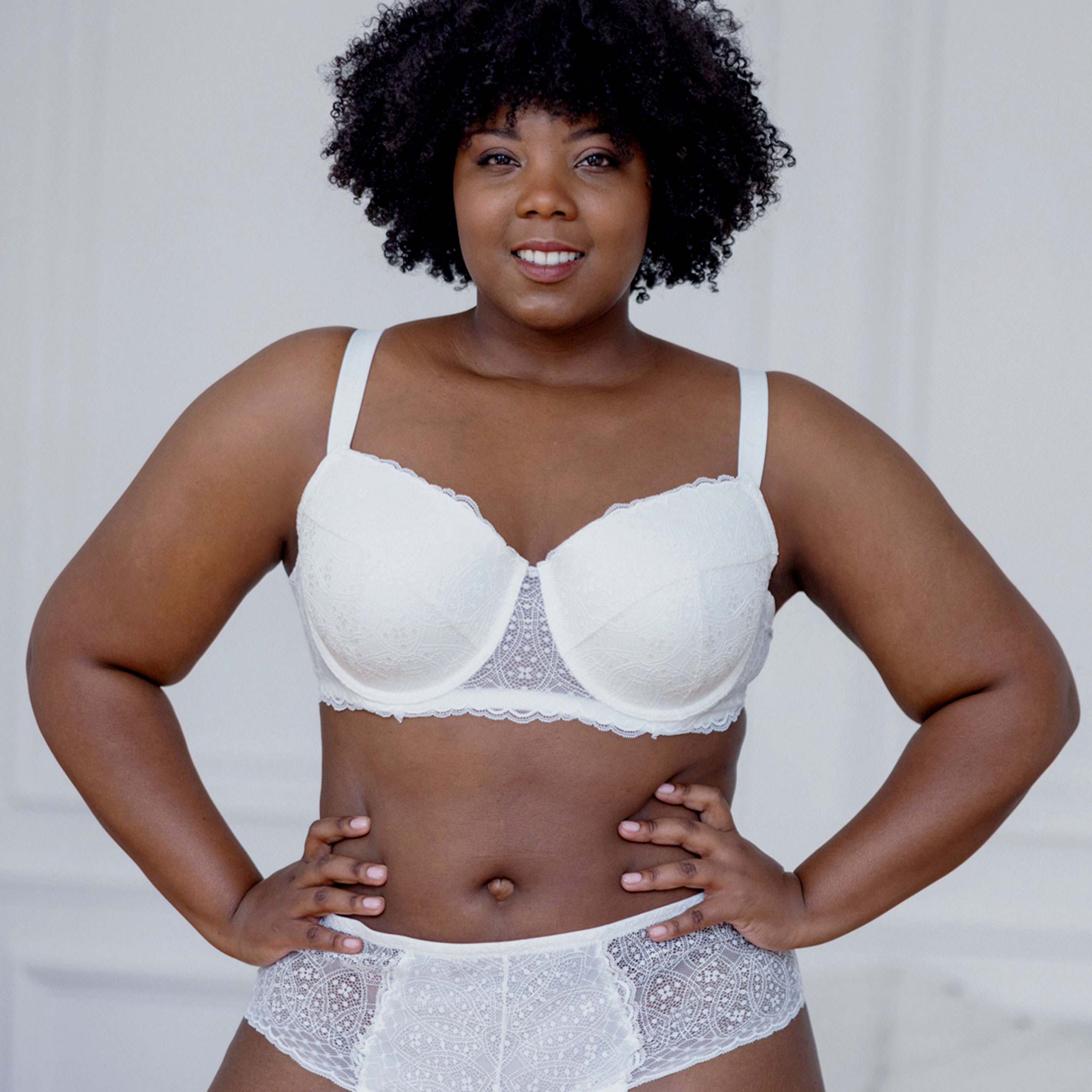 Soutien-gorge emboîtant à dentelle Izzie blanc femme grande taille | La Halle