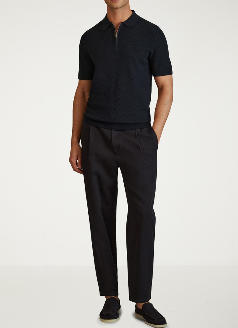 Polo Reiss Ivor de corte regular com meio zíper.