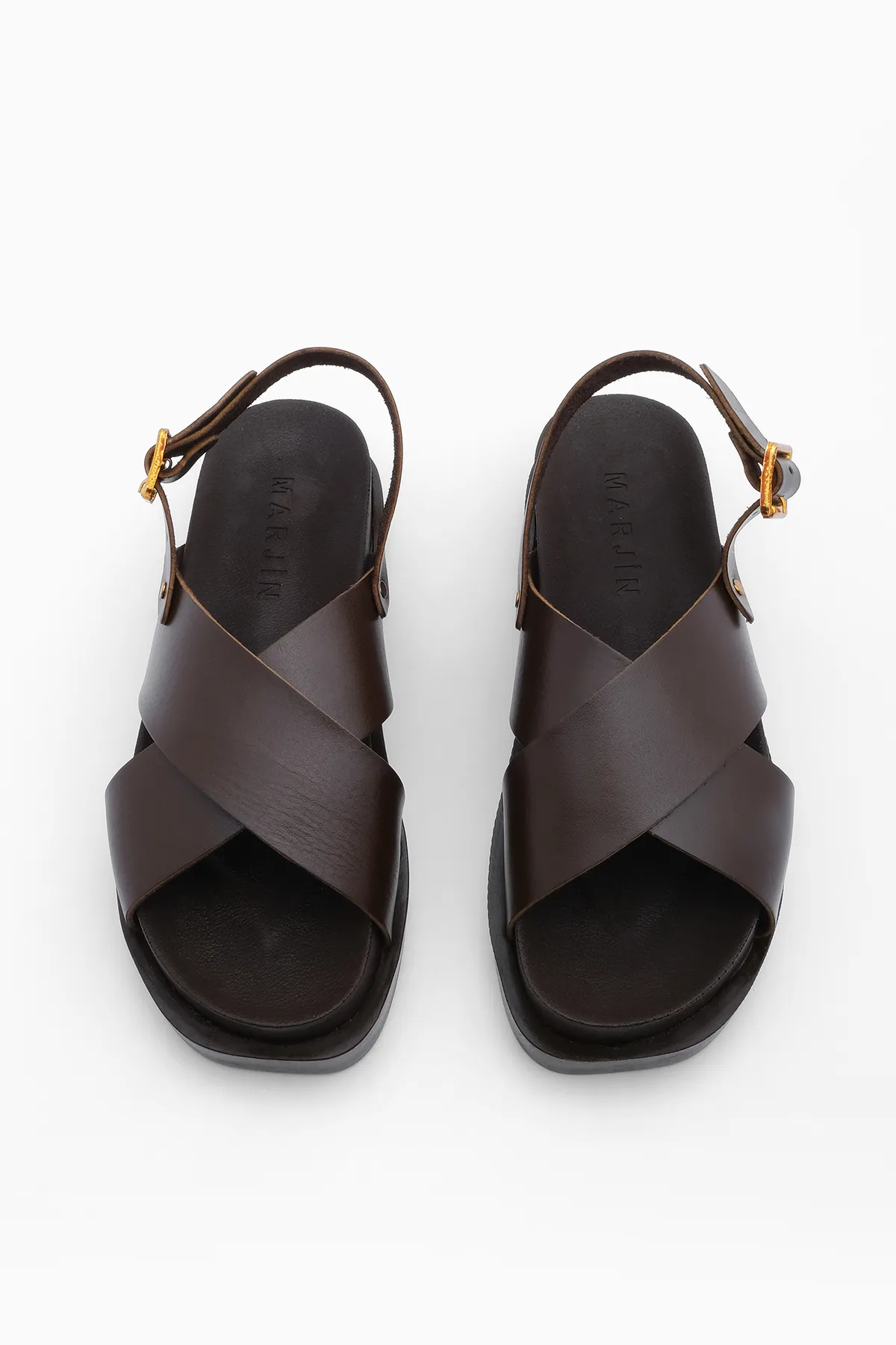 Marjin  Damen-Damensandalen mit Kreuzriemen Usre Brown