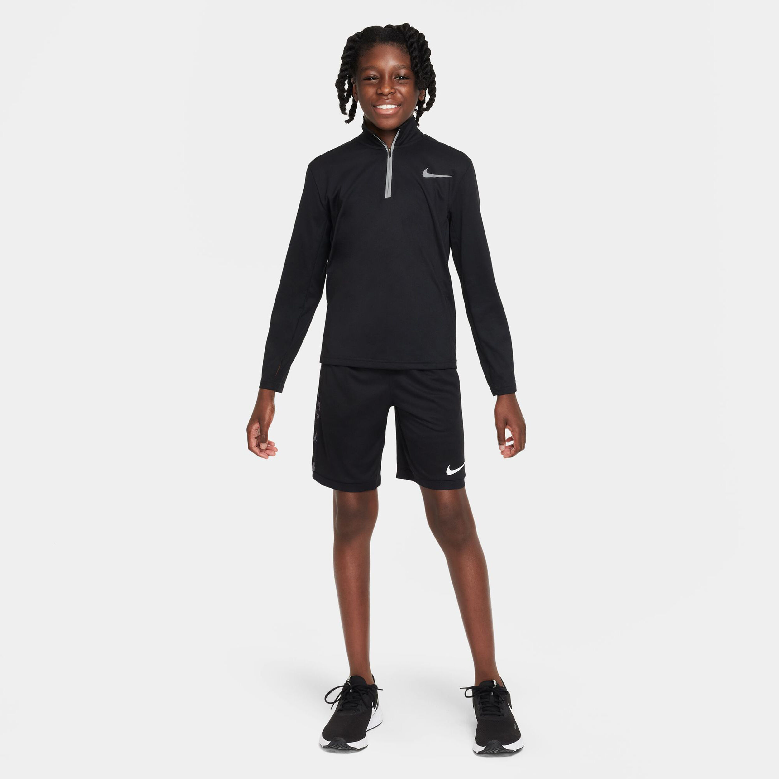 Dri-Fit Poly 1/4 Zip Longsleeve Jungen - Schwarz