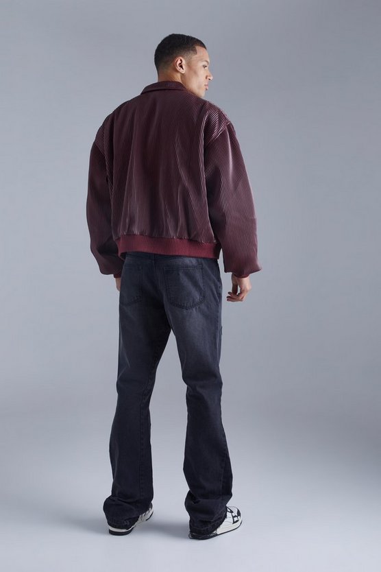 Tall kastige Harrington-Jacke aus Kunstleder