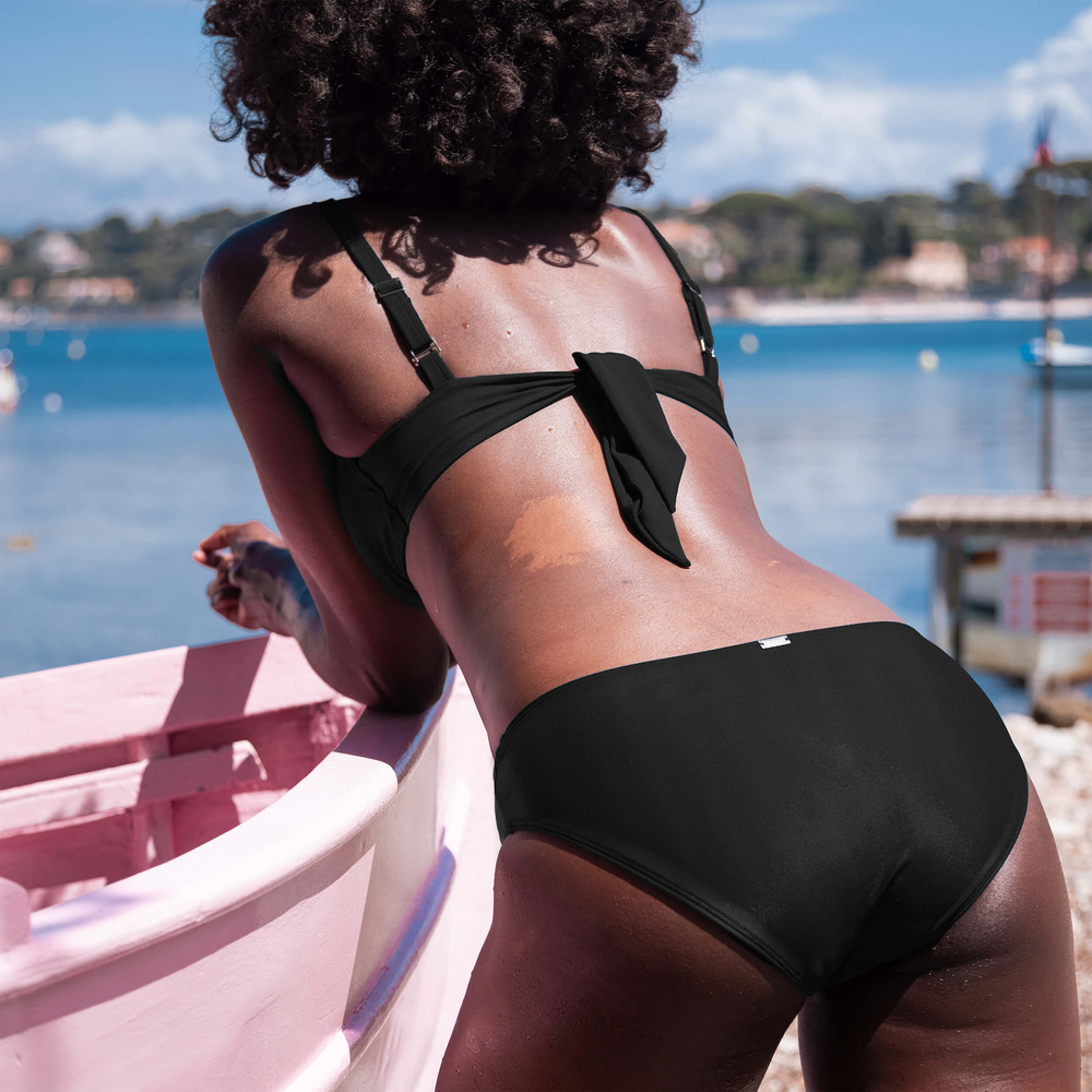 rejeanne Culotte Maillot de Bain Nérée Noir Cotelé Culotte de maillot de bain menstruelle