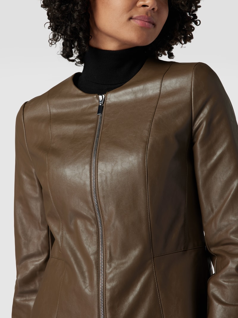 Jacke in Leder-Optik in olivgrün