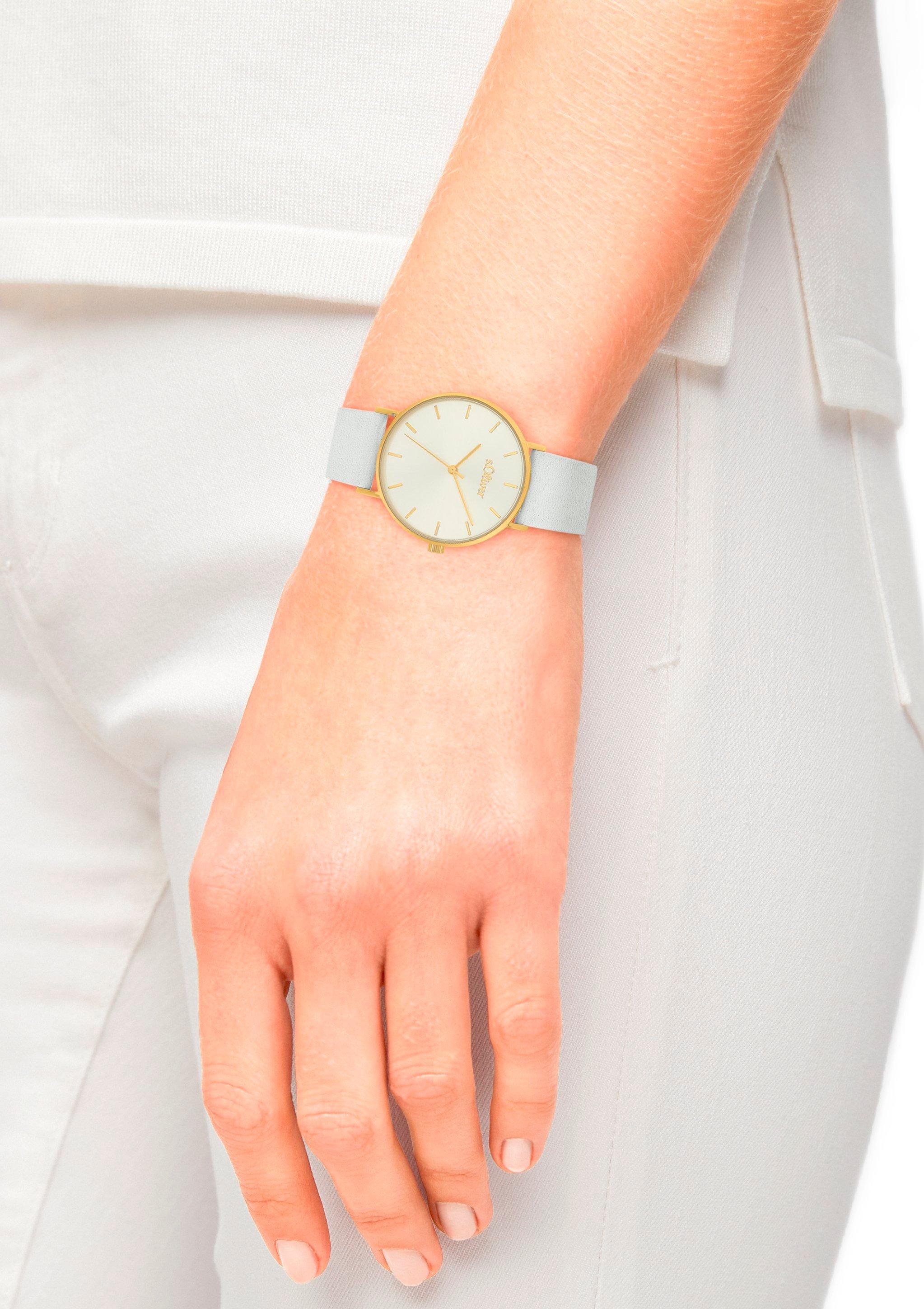 Edelstahluhr mit Lederarmband  6006297-05B0