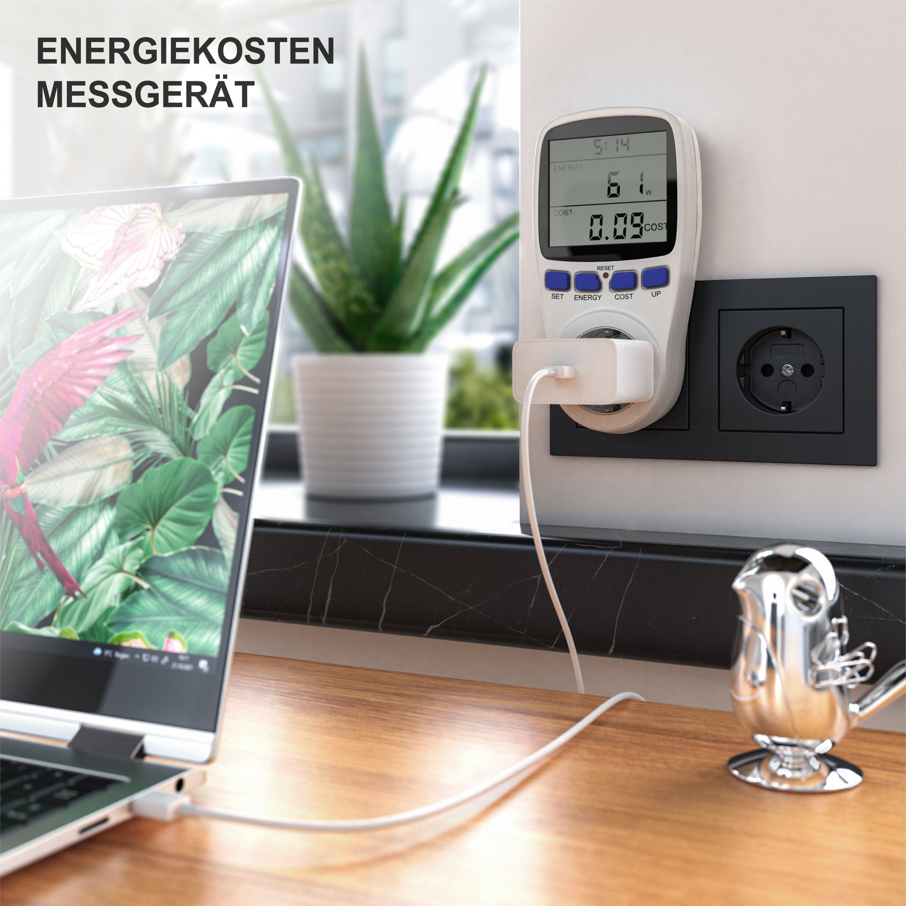 CSL Energiekostenmessgerät, Stromverbrauchszähler, Energiemessgerät mit Berührungsschutz