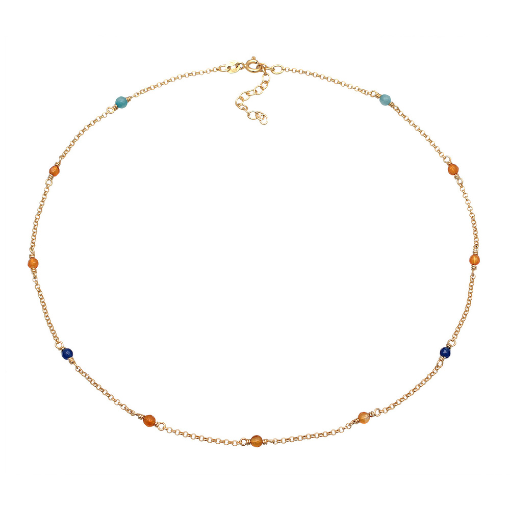 Elli Elli Collier Femmes Tendance filigrane avec des perles d'agate multicolores en ar collier