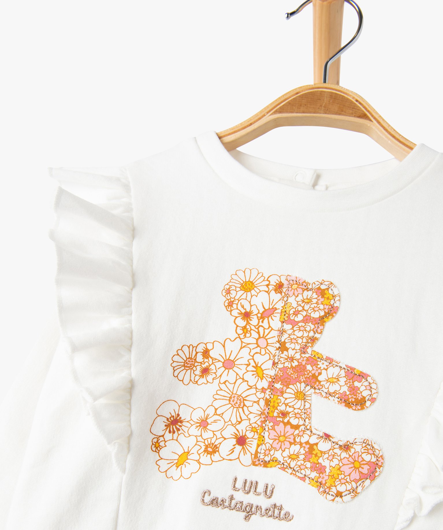 Sweat à volants en molleton bébé - LuluCastagnette ecru | GEMO