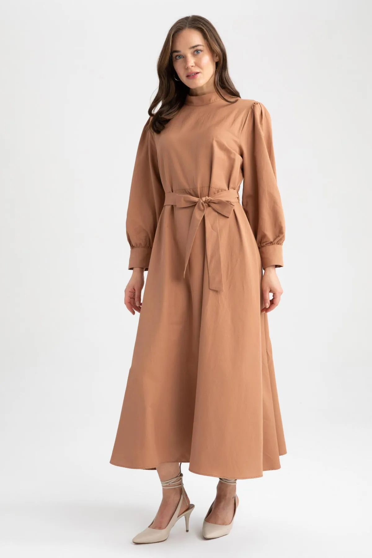 DeFacto  Langärmliges Kleid aus Popeline in A-Linie mit halbem Rollkragen