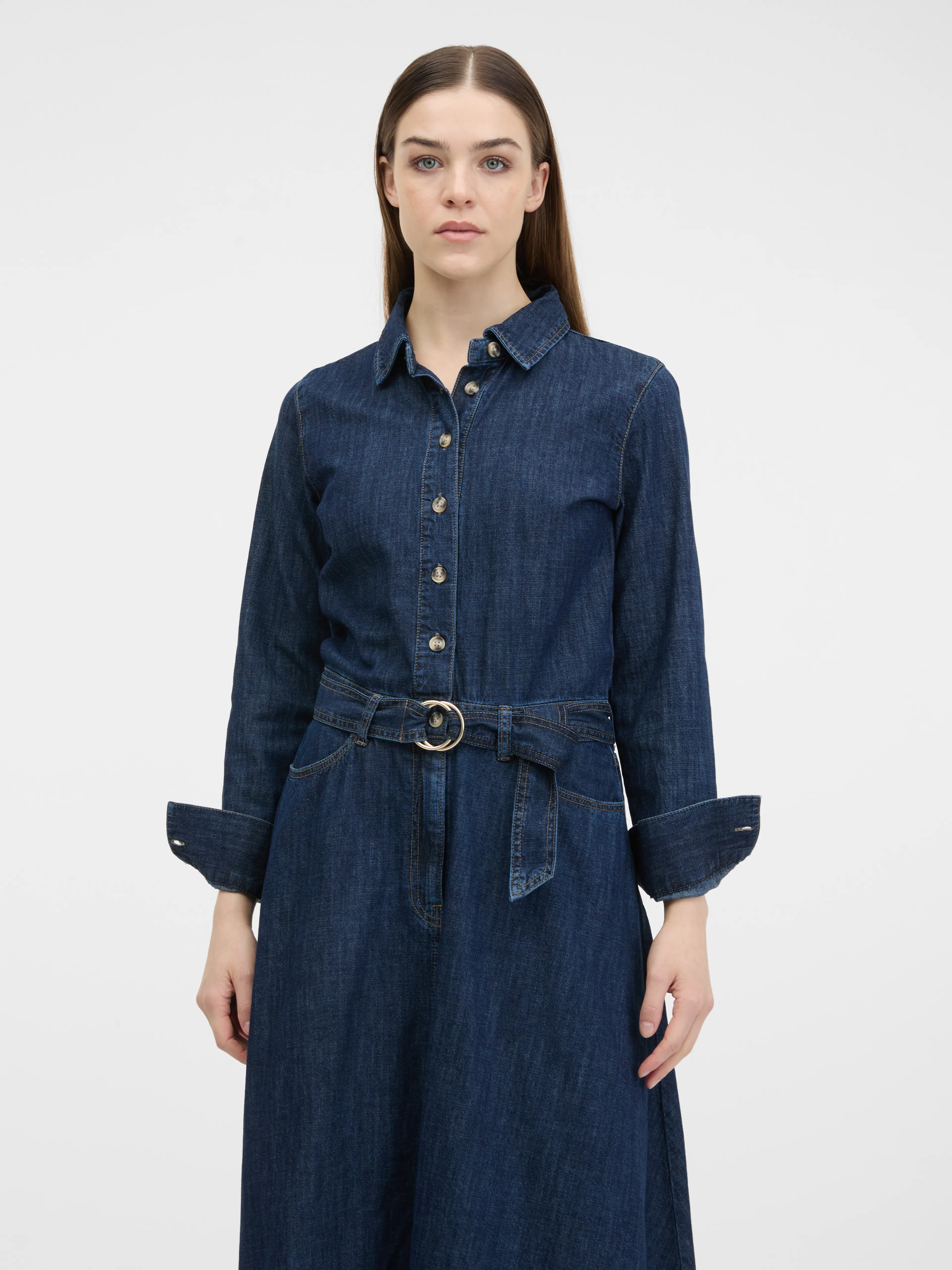 Dunkelgraues Damen-Hemdkleid ORSAY