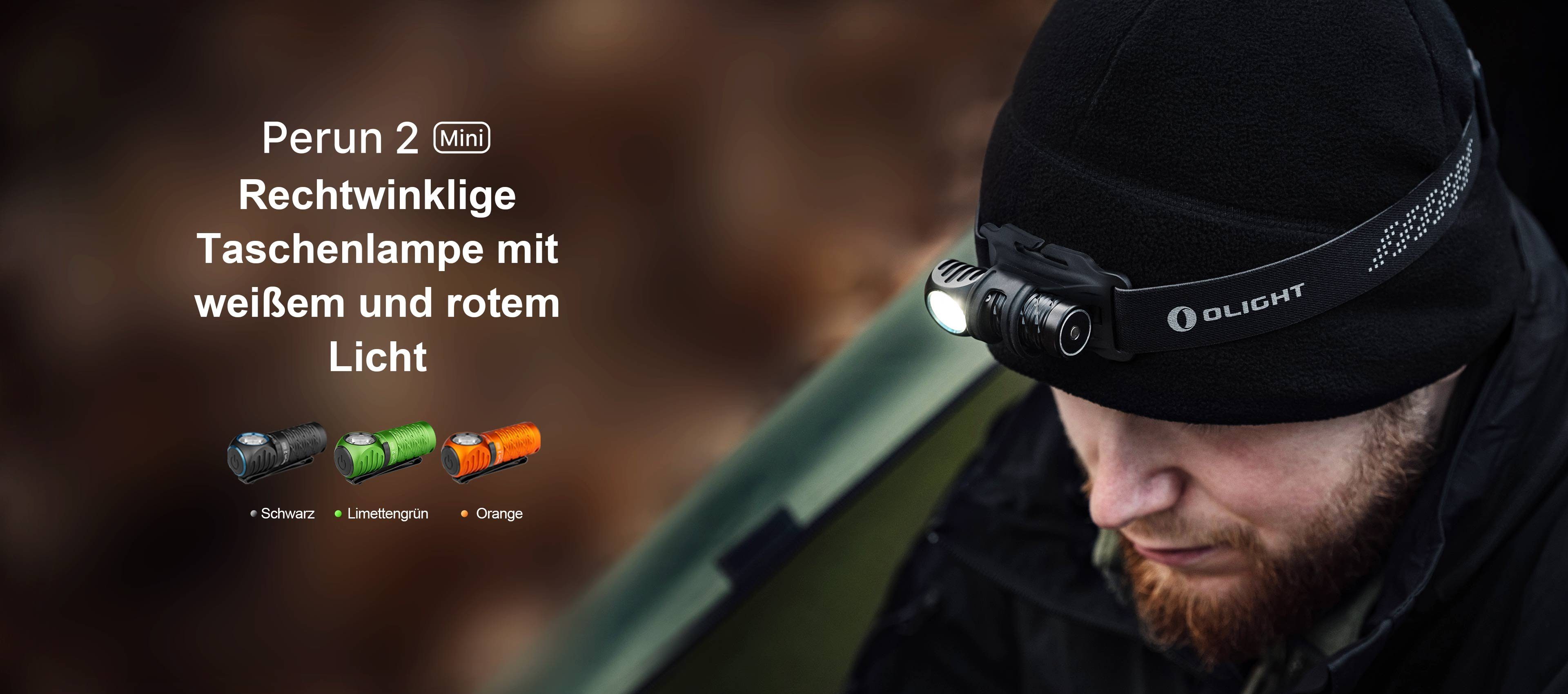 OLIGHT LED Taschenlampe Olight Perun 2 Mini Multifunktionslampe, für Nachtläufe, Campen und Wandern, IPX8