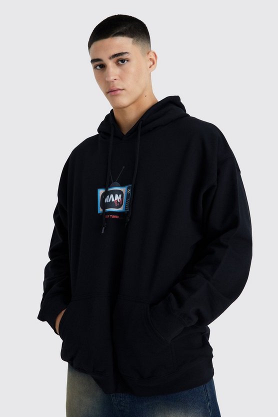 Oversize Man Hoodie mit Print