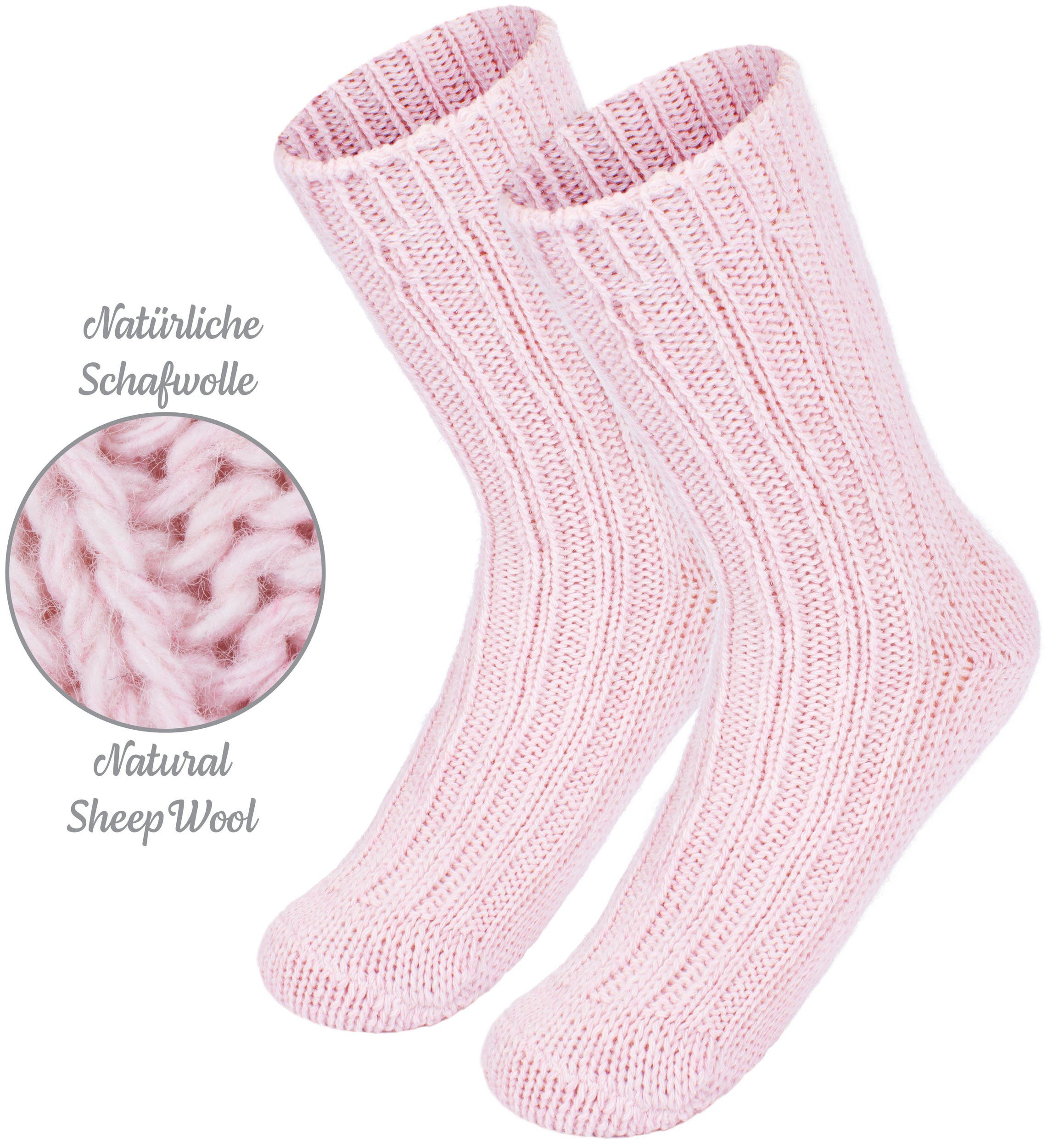 BRUBAKER Socken Kinder Wollsocken - Warme Wintersocken für Jungen und Mädchen (4-Paar, 4er-Pack) Flauschiges Socken Set mit Schafwolle - Winter Kindersocken
