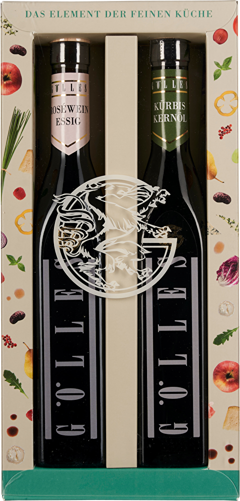 Gölles 2er-Set Kürbiskernöl & Roséwein-Essig 0,5 Liter im Geschenkkarton