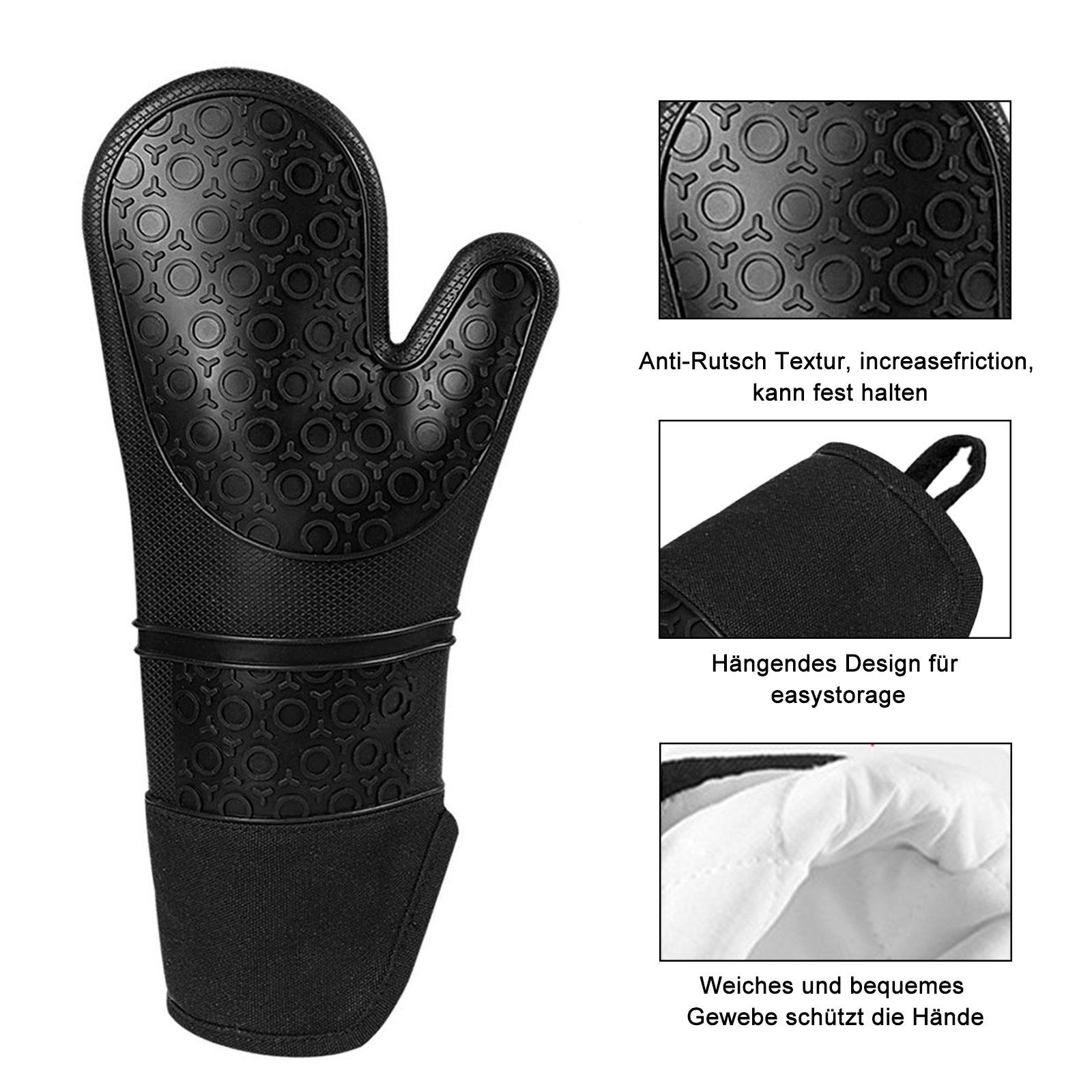 CALIYO Topflappen 6-Tlg Topfhandschuhe, Ofenhandschuhe aus Silikon, (6-tlg), mit rutschfestem Silikonmuster, 230°C Hitzebeständige Backhandschuhe