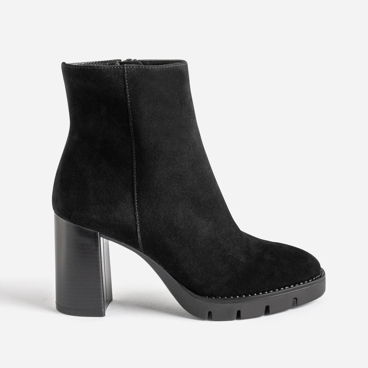 Boots TEXTO en cuir noir à talon