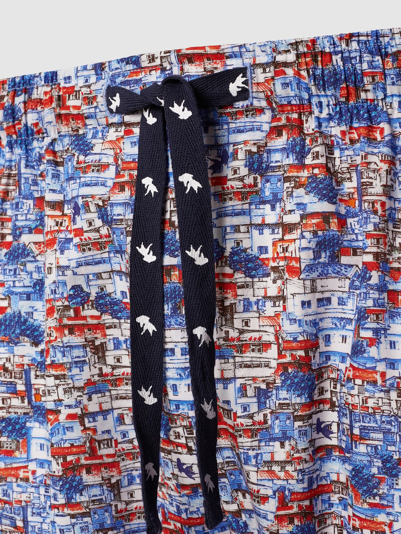 Pyjama-Hose aus Baumwolle mit Allover-Print in hellblau