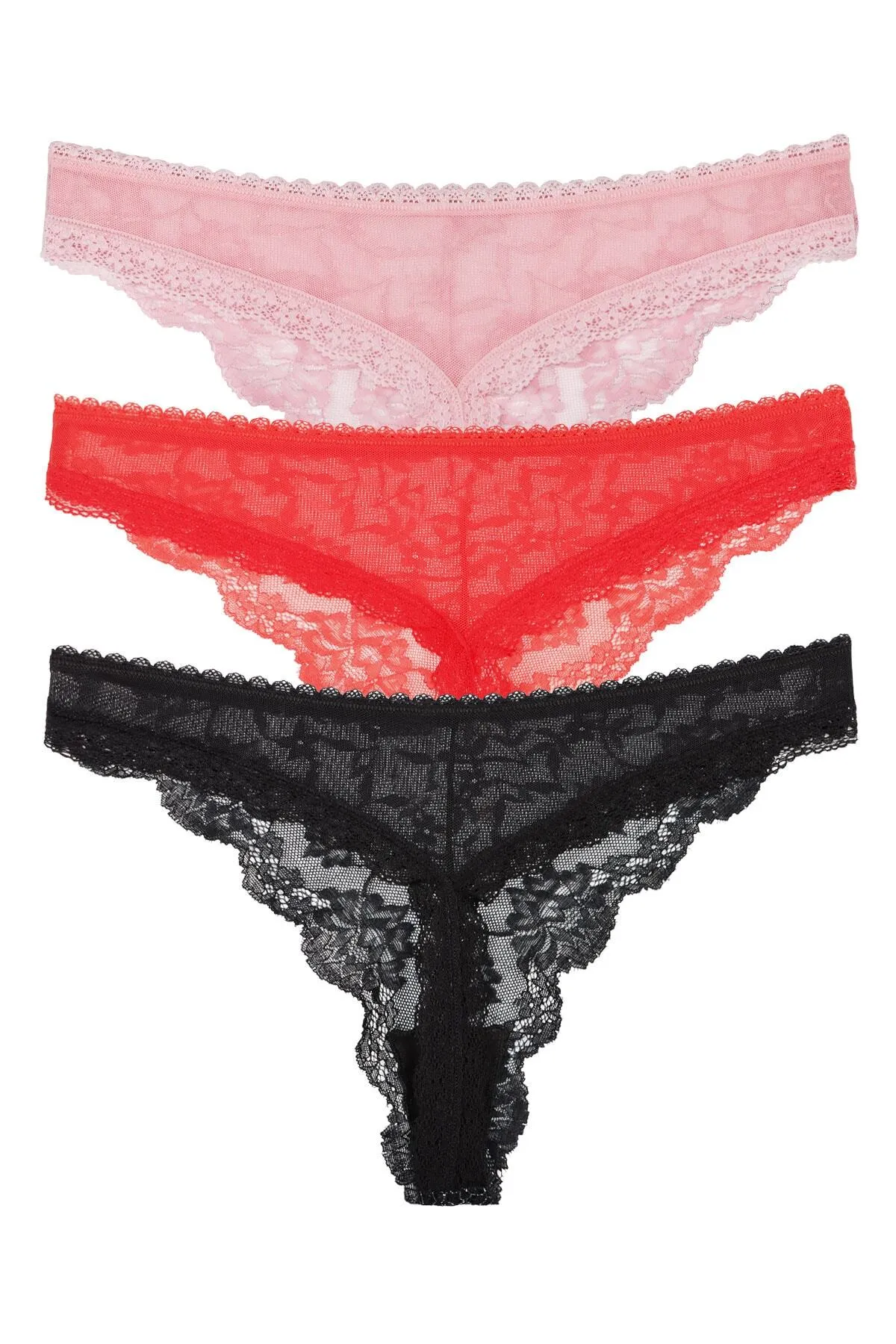 Sensu  Brasilianisches Tanga-Höschen aus voller Spitze für Damen, 3er-Set – Kts2079 (breite Größe)