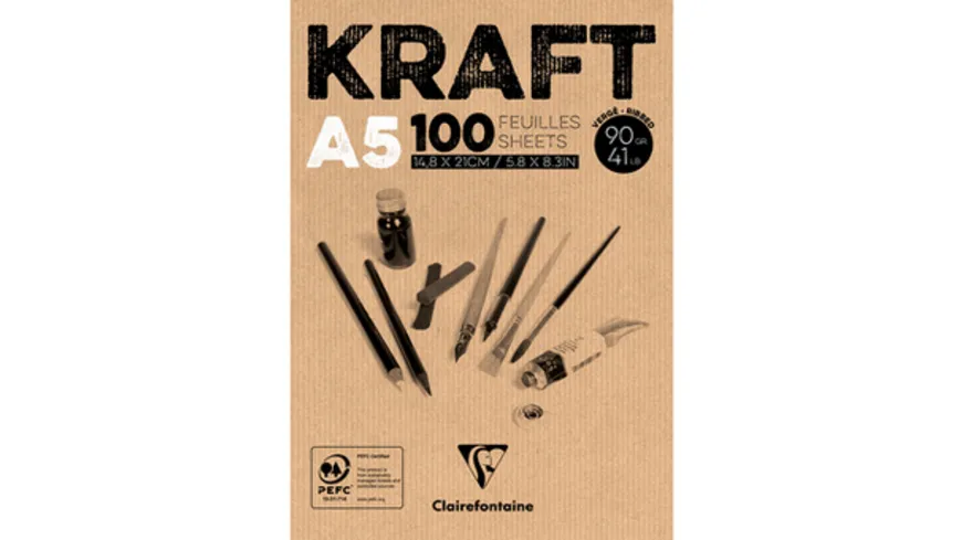 Clairefontaine Kraftpapierblock A5 braun 100 Blatt