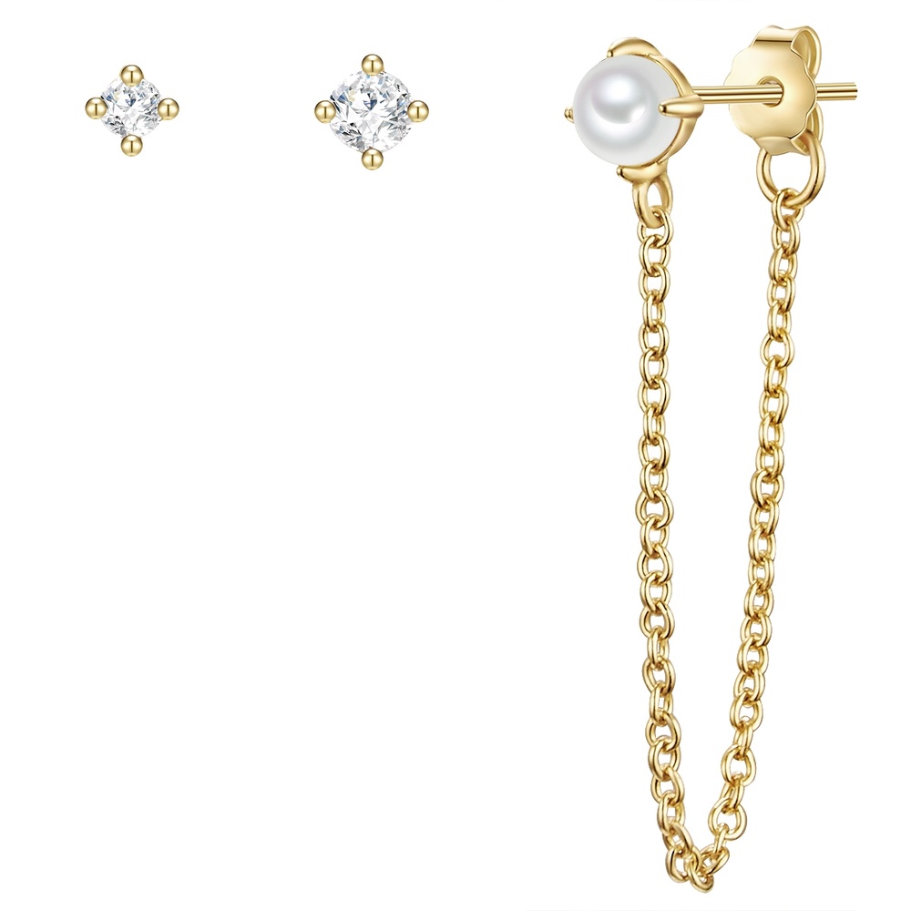 Glanzstücke München Puces d'oreilles en argent Argent sterling Oxyde de zirconium (CZ) Perle de cultu Boucles d'oreilles