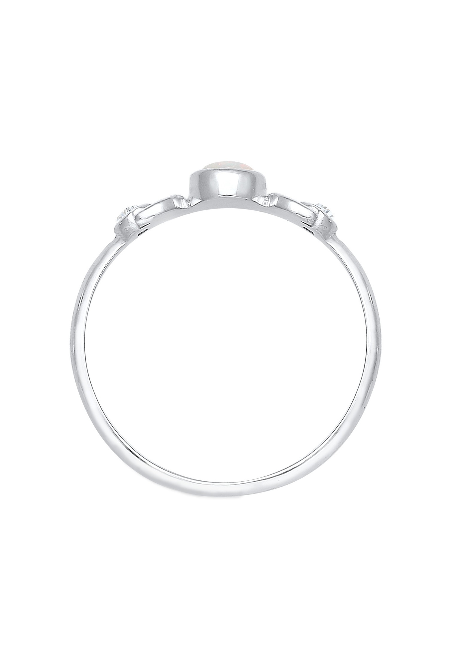 Elli Half Moon Astro Damenring - (925/1000) Silber Kristall Zirkon Opal