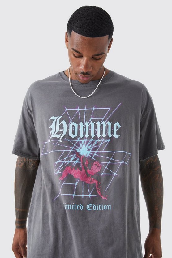 Oversize T-Shirt mit Homme Print