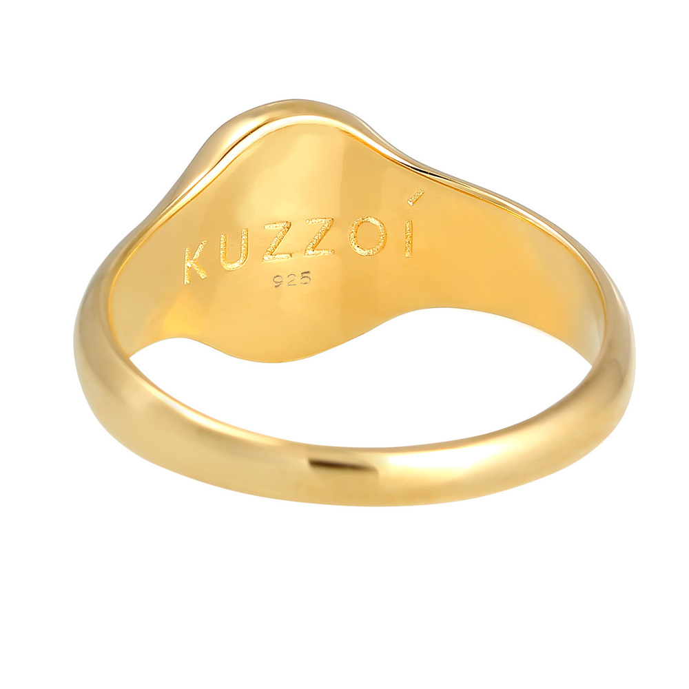 KUZZOI KUZZOI Bague Chevalière Basic Minimal Robuste Massif Bague Homme - (925/1000) Arg Bague