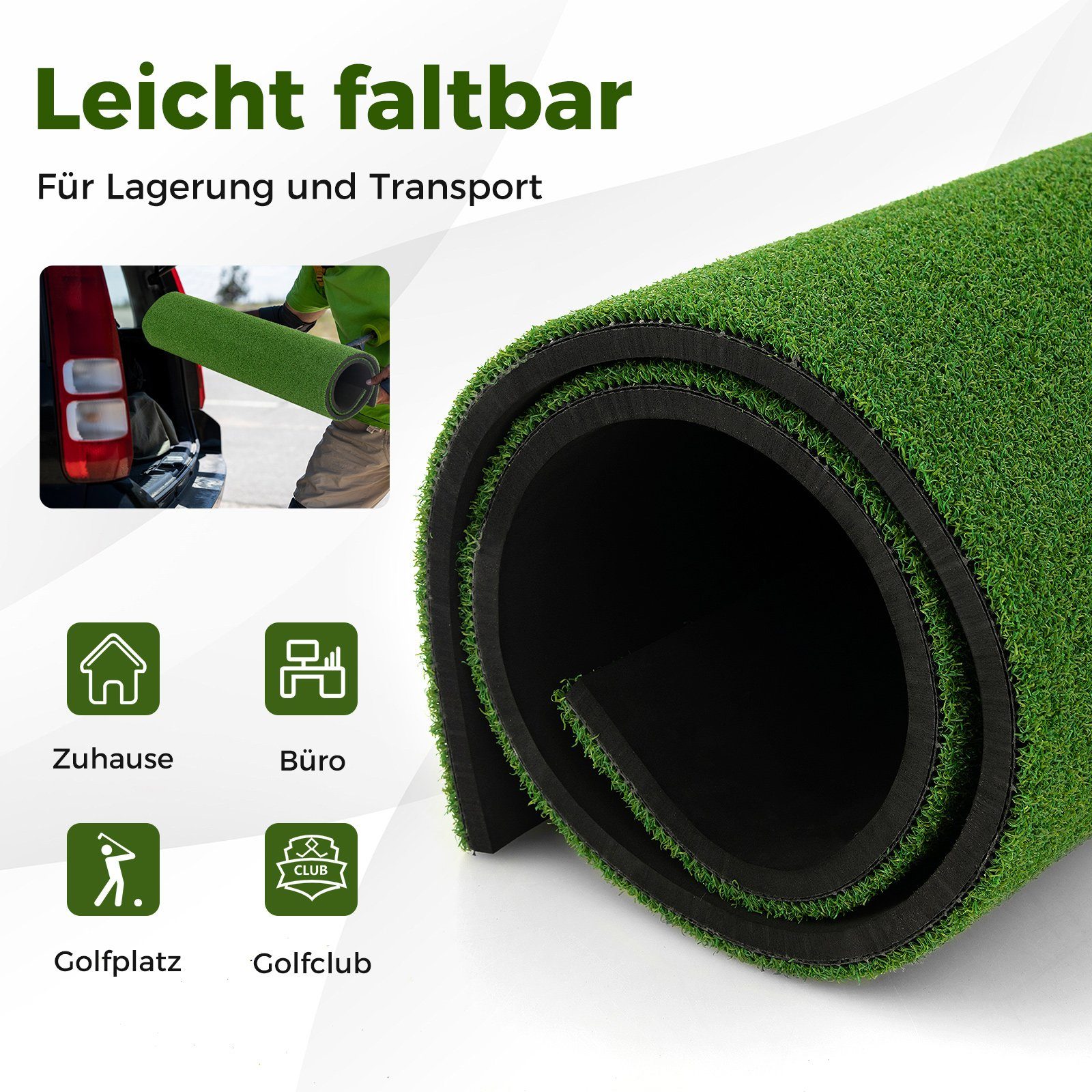 COSTWAY Golf-Abschlagmatte Übungsmatte, mit 2 Golf-Tees