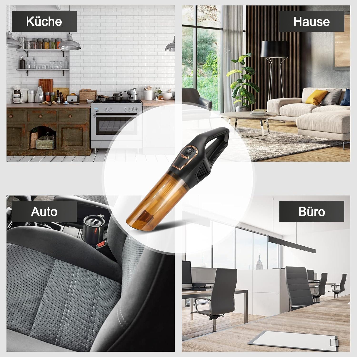 Kpaloft Akku-Handstaubsauger 6000Pa Kabelloser Autostaubsauger, Tragbarer Handsauger, 1500mAh Staubsauger, Nass & Trocken, für Tierhaare, Auto, Haus