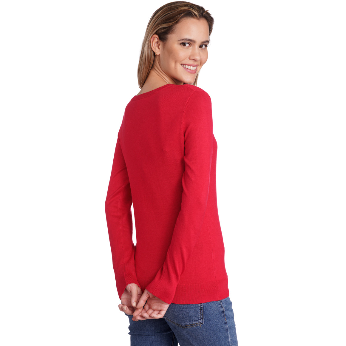 Damen Feinstrickpullover mit V-Ausschnitt
