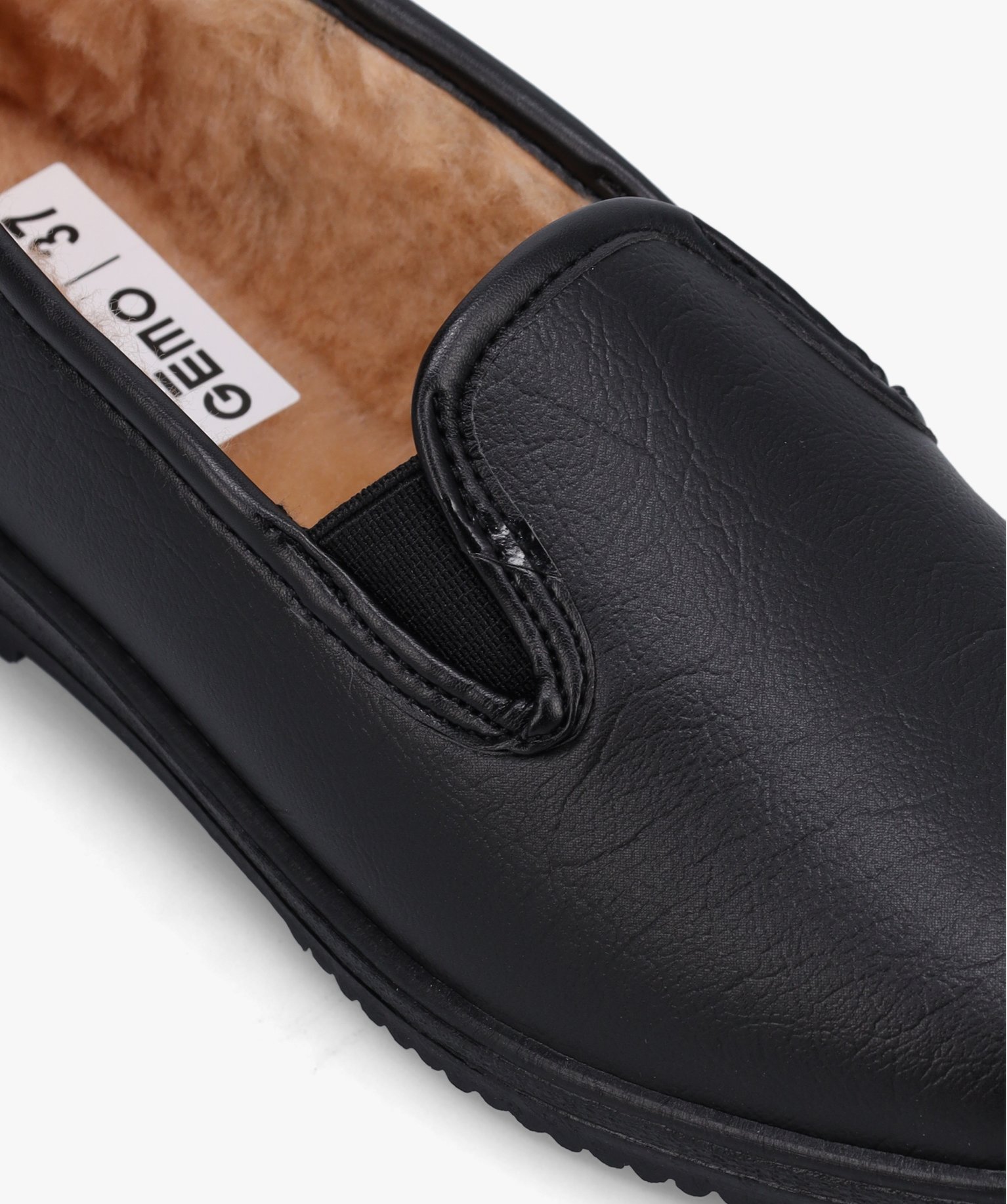 Mocassins femme confort fourrés sans lacets noir | GEMO