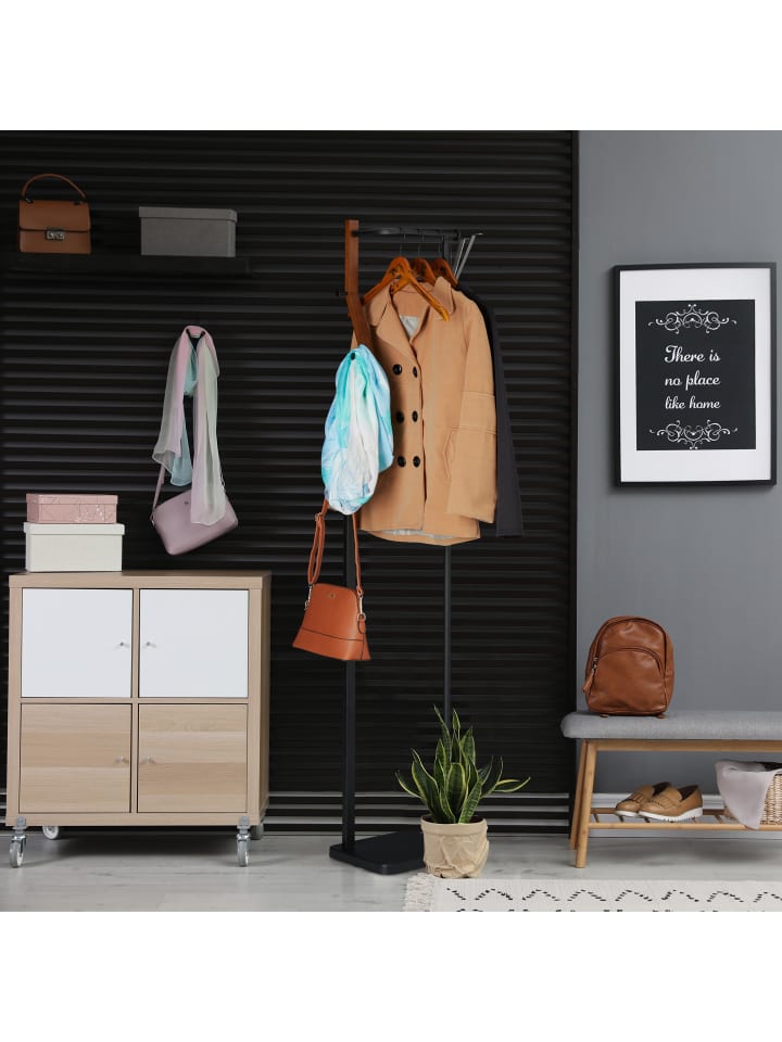 relaxdays Garderobenständer in Schwarz/Braun- (B)30 x (H)173 x (T)25 cm günstig kaufen onesize
